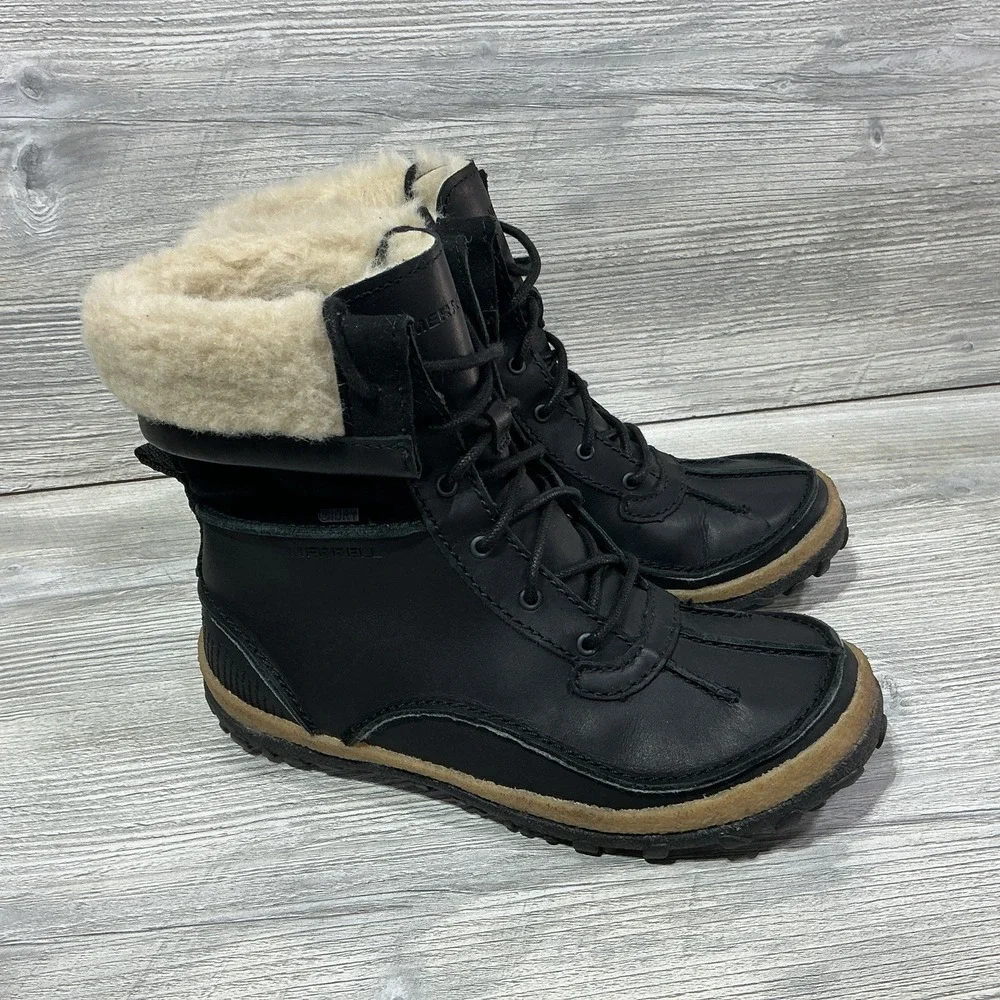 Merrell Tremblant Mid Polar Waterproof Boots J00940 Black Lace Up Women's 6.5